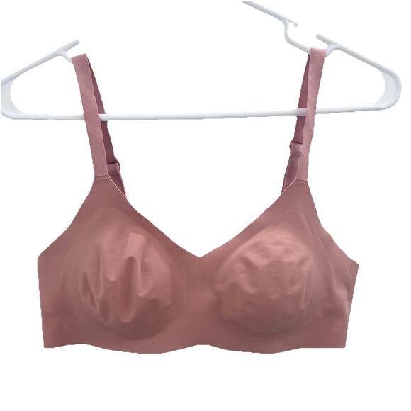 Knix Thin Strap Padded V Neck Wireless Bra Pink Ginger Size 2 - Picture 3 of 7
